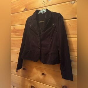 Rafaella Womens Black 3 Button Corduroy Long Sleeve Blazer Size 12